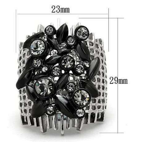 Two-Tone IP Black Stainless Steel Ring with Top Grade Crystal  in Black Diamond