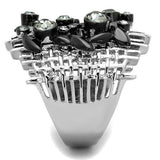 Two-Tone IP Black Stainless Steel Ring with Top Grade Crystal  in Black Diamond