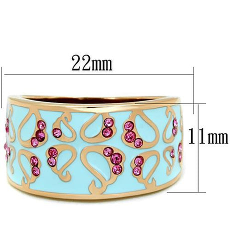 IP Rose Gold(Ion Plating) Stainless Steel Ring with Top Grade Crystal  in Rose