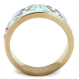 IP Rose Gold(Ion Plating) Stainless Steel Ring with Top Grade Crystal  in Rose