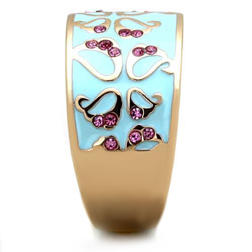 IP Rose Gold(Ion Plating) Stainless Steel Ring with Top Grade Crystal  in Rose