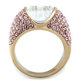 IP Rose Gold(Ion Plating) Stainless Steel Ring with AAA Grade CZ  in Clear