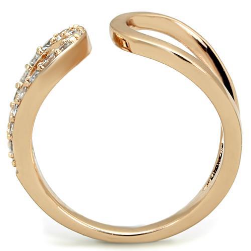 IP Rose Gold(Ion Plating) Stainless Steel Ring with AAA Grade CZ  in Clear