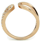 IP Rose Gold(Ion Plating) Stainless Steel Ring with AAA Grade CZ  in Clear