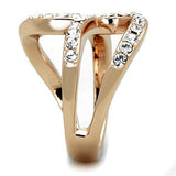 IP Rose Gold(Ion Plating) Stainless Steel Ring with Top Grade Crystal  in Clear