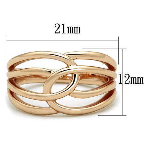 IP Rose Gold(Ion Plating) Stainless Steel Ring with No Stone