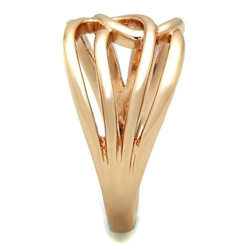 IP Rose Gold(Ion Plating) Stainless Steel Ring with No Stone