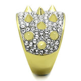 Two-Tone IP Gold (Ion Plating) Stainless Steel Ring with Top Grade Crystal  in Clear