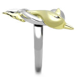 Two-Tone IP Gold (Ion Plating) Stainless Steel Ring with Top Grade Crystal  in Clear