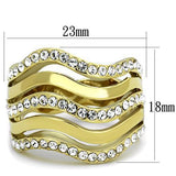 IP Gold(Ion Plating) Stainless Steel Ring with Top Grade Crystal  in Clear