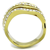 IP Gold(Ion Plating) Stainless Steel Ring with Top Grade Crystal  in Clear