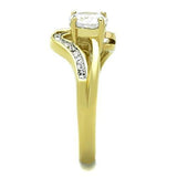 Two-Tone IP Gold (Ion Plating) Stainless Steel Ring with AAA Grade CZ  in Clear