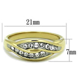 Two-Tone IP Gold (Ion Plating) Stainless Steel Ring with Top Grade Crystal  in Clear