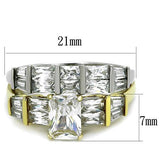 Two-Tone IP Gold (Ion Plating) Stainless Steel Ring with AAA Grade CZ  in Clear