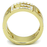 IP Gold(Ion Plating) Stainless Steel Ring with Top Grade Crystal  in Clear