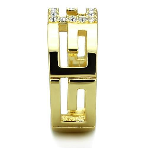 IP Gold(Ion Plating) Stainless Steel Ring with Top Grade Crystal  in Clear