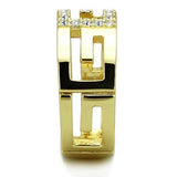 IP Gold(Ion Plating) Stainless Steel Ring with Top Grade Crystal  in Clear