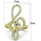 IP Gold(Ion Plating) Stainless Steel Ring with Top Grade Crystal  in Clear