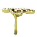 IP Gold(Ion Plating) Stainless Steel Ring with Top Grade Crystal  in Clear