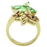 IP Gold(Ion Plating) Stainless Steel Ring with Top Grade Crystal  in Multi Color