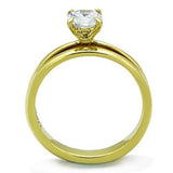 IP Gold(Ion Plating) Stainless Steel Ring with AAA Grade CZ  in Clear