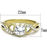 IP Gold(Ion Plating) Stainless Steel Ring with AAA Grade CZ  in Clear