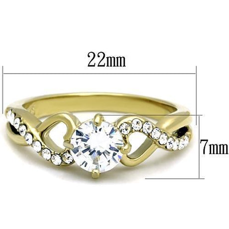 IP Gold(Ion Plating) Stainless Steel Ring with AAA Grade CZ  in Clear