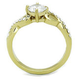 IP Gold(Ion Plating) Stainless Steel Ring with AAA Grade CZ  in Clear
