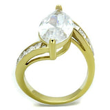 IP Gold(Ion Plating) Stainless Steel Ring with AAA Grade CZ  in Clear