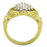 IP Gold(Ion Plating) Stainless Steel Ring with Top Grade Crystal  in Clear