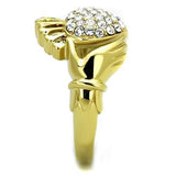 IP Gold(Ion Plating) Stainless Steel Ring with Top Grade Crystal  in Clear