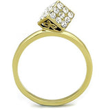 IP Gold(Ion Plating) Stainless Steel Ring with Top Grade Crystal  in Clear