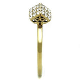 IP Gold(Ion Plating) Stainless Steel Ring with Top Grade Crystal  in Clear