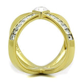 IP Gold(Ion Plating) Stainless Steel Ring with Top Grade Crystal  in Clear