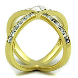 IP Gold(Ion Plating) Stainless Steel Ring with Top Grade Crystal  in Clear