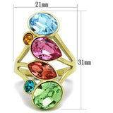 IP Gold(Ion Plating) Stainless Steel Ring with Top Grade Crystal  in Multi Color