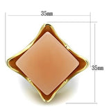 IP Gold(Ion Plating) Stainless Steel Ring with Synthetic Synthetic Stone in Light Rose