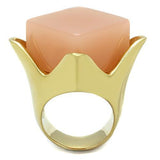 IP Gold(Ion Plating) Stainless Steel Ring with Synthetic Synthetic Stone in Light Rose