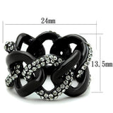 IP Black(Ion Plating) Stainless Steel Ring with Top Grade Crystal  in Black Diamond