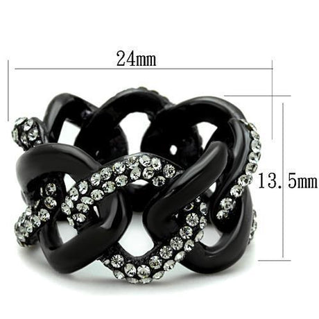 IP Black(Ion Plating) Stainless Steel Ring with Top Grade Crystal  in Black Diamond