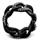 IP Black(Ion Plating) Stainless Steel Ring with Top Grade Crystal  in Black Diamond