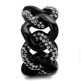 IP Black(Ion Plating) Stainless Steel Ring with Top Grade Crystal  in Black Diamond