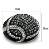 Two-Tone IP Black Stainless Steel Ring with Top Grade Crystal  in Black Diamond