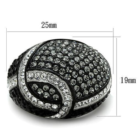 Two-Tone IP Black Stainless Steel Ring with Top Grade Crystal  in Black Diamond