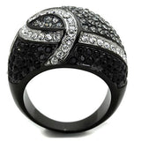 Two-Tone IP Black Stainless Steel Ring with Top Grade Crystal  in Black Diamond
