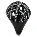 IP Black(Ion Plating) Stainless Steel Ring with AAA Grade CZ  in Clear