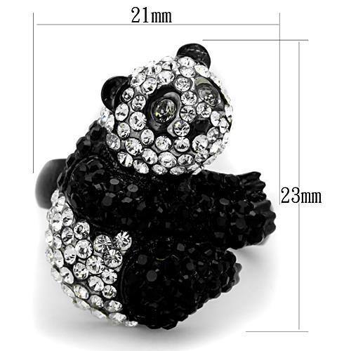 Two-Tone IP Black Stainless Steel Ring with Top Grade Crystal  in Black Diamond