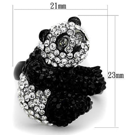 Two-Tone IP Black Stainless Steel Ring with Top Grade Crystal  in Black Diamond