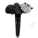 Two-Tone IP Black Stainless Steel Ring with Top Grade Crystal  in Black Diamond