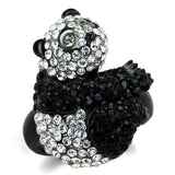 Two-Tone IP Black Stainless Steel Ring with Top Grade Crystal  in Black Diamond